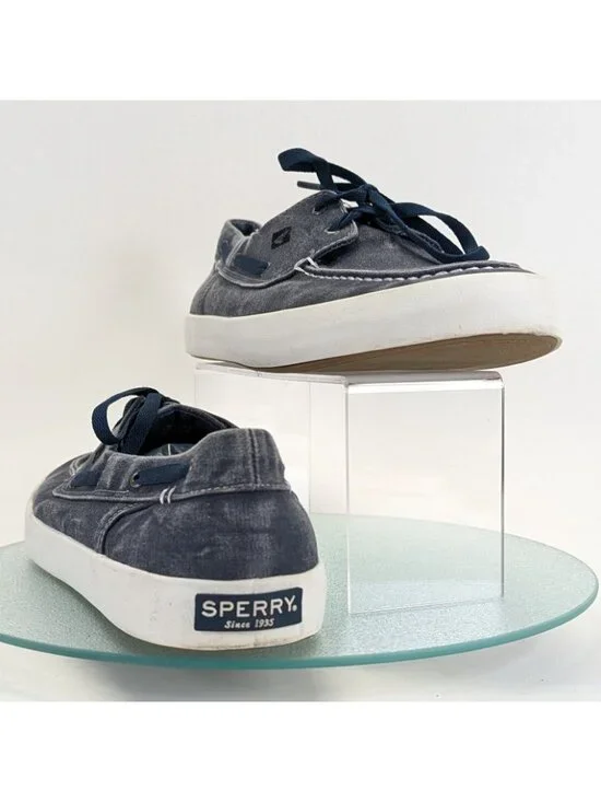 Men's Sperry Top-Sider Bahama 2-Eye Navy Blue Canvas Shoes Style C16-61432.SZ 12 - Picture 6 of 11